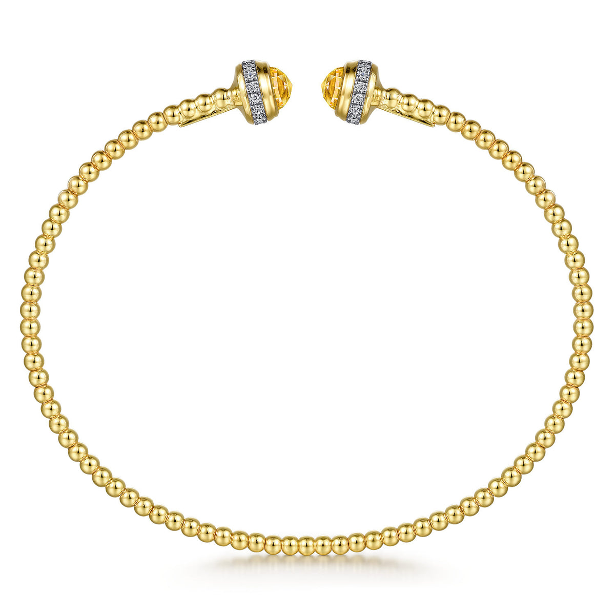 14K Yellow Gold Diamond and Citrine Bujukan Open Bangle