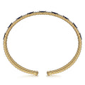 14K Yellow Gold Bujukan Cuff Bracelet with Marquise Sapphire and Round Diamonds