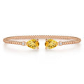 14K Yellow Gold Diamond and Pear Shape Citrine Bujukan Bangle
