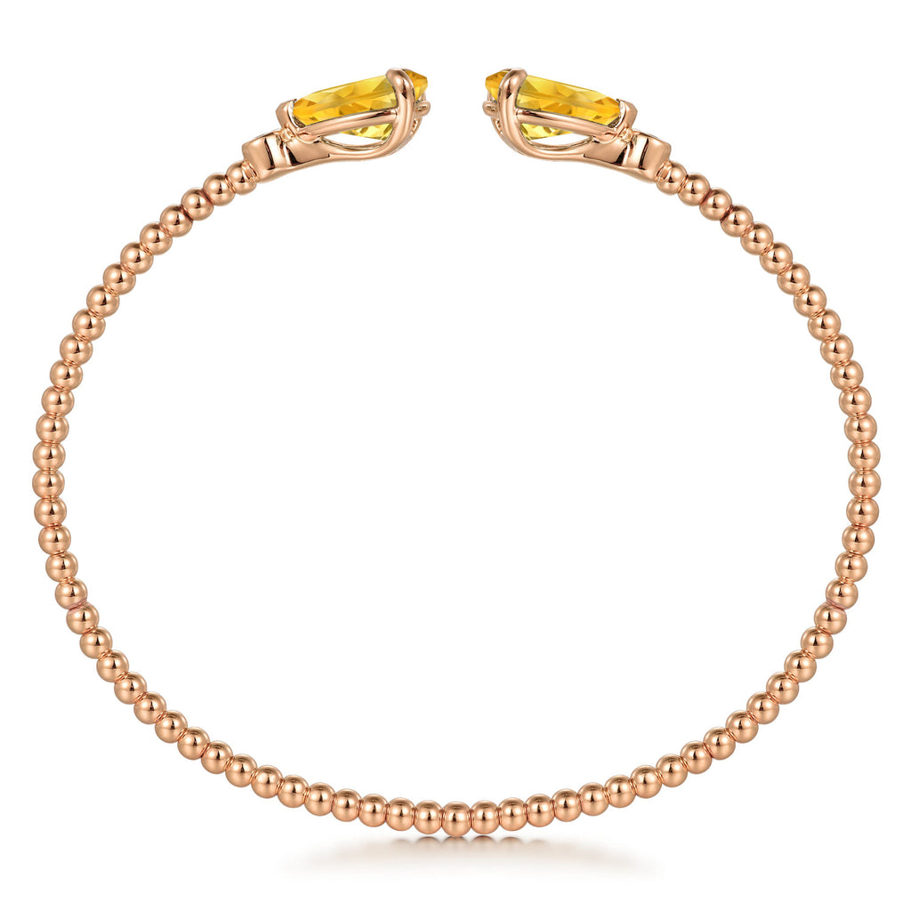 14K Rose Gold Diamond and Pear Shape Citrine Bujukan Bangle