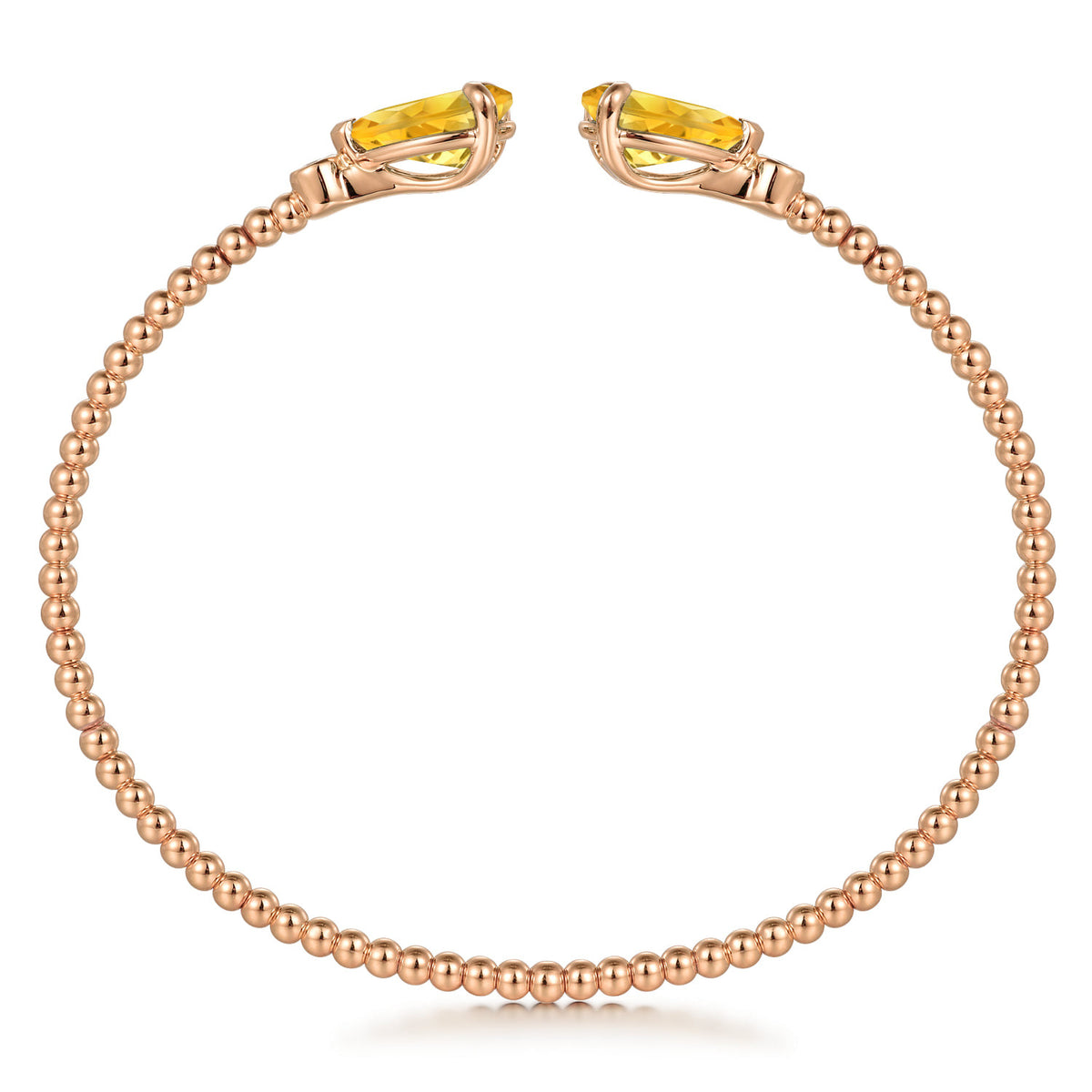 14K Yellow Gold Diamond and Pear Shape Citrine Bujukan Bangle