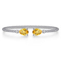 14K White Gold Diamond and Pear Shape Citrine Bujukan Bangle
