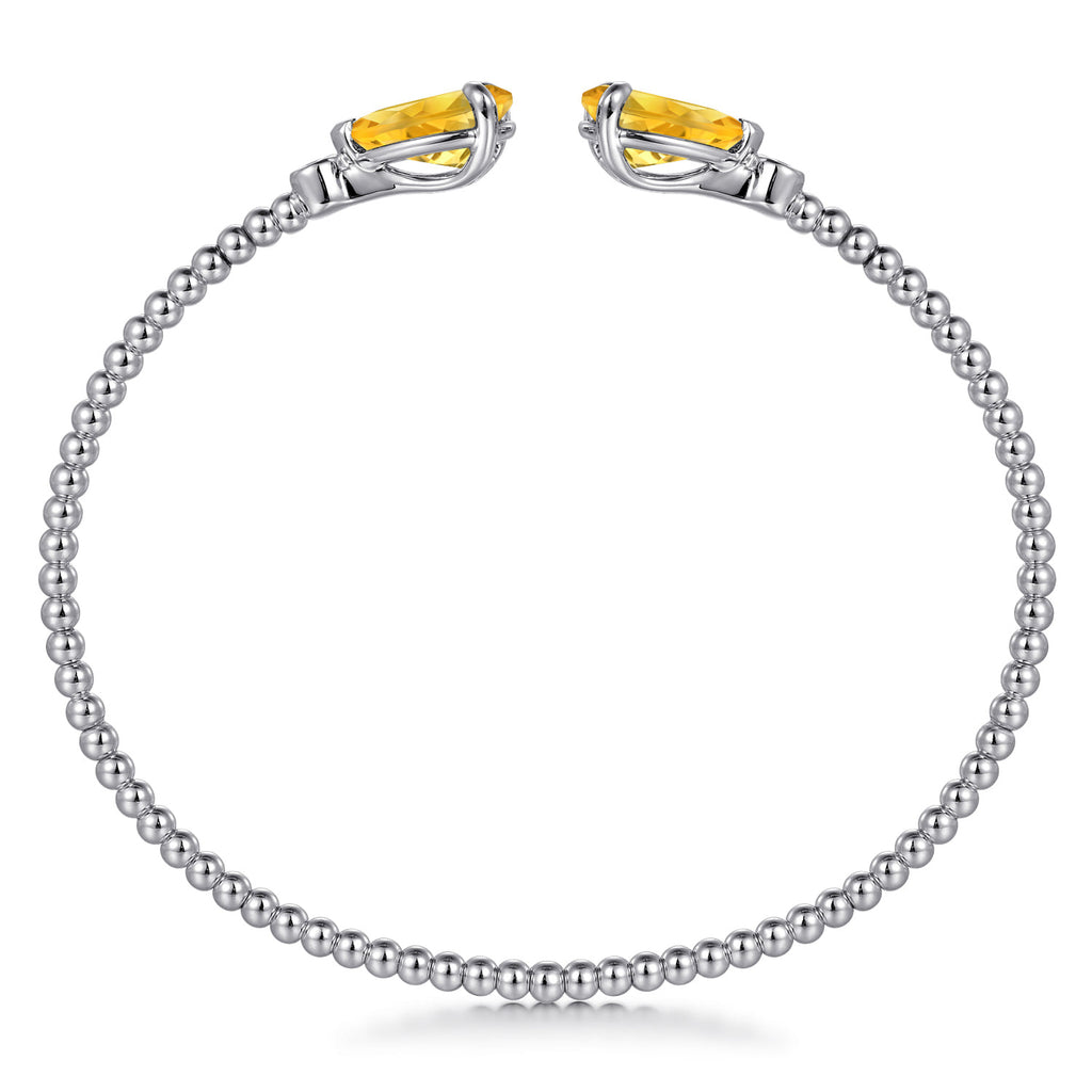 14K White Gold Diamond and Pear Shape Citrine Bujukan Bangle