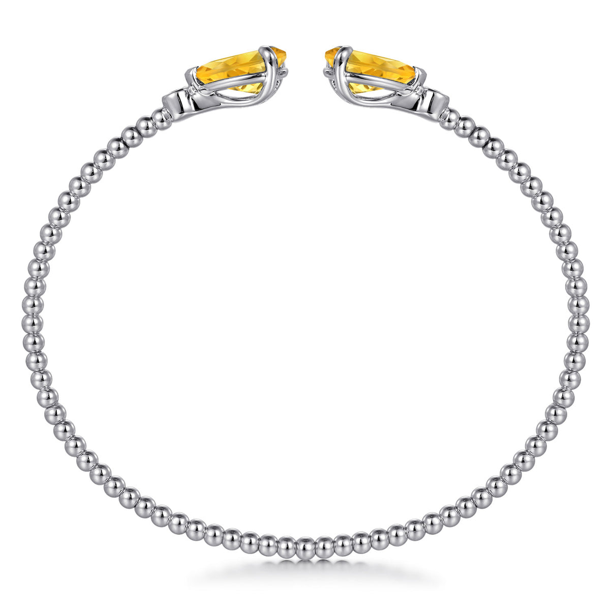 14K White Gold Diamond and Pear Shape Citrine Bujukan Bangle