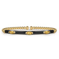 Enamel - 14K Yellow Gold Bujukan Citrine Split Bangle with Black Enamel