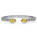 925 Sterling Silver Bujukan and Pear Shape Citrine Split Bangle Bracelet