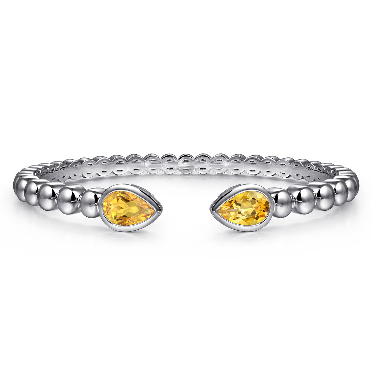 925 Sterling Silver Bujukan and Pear Shape Citrine Split Bangle Bracelet