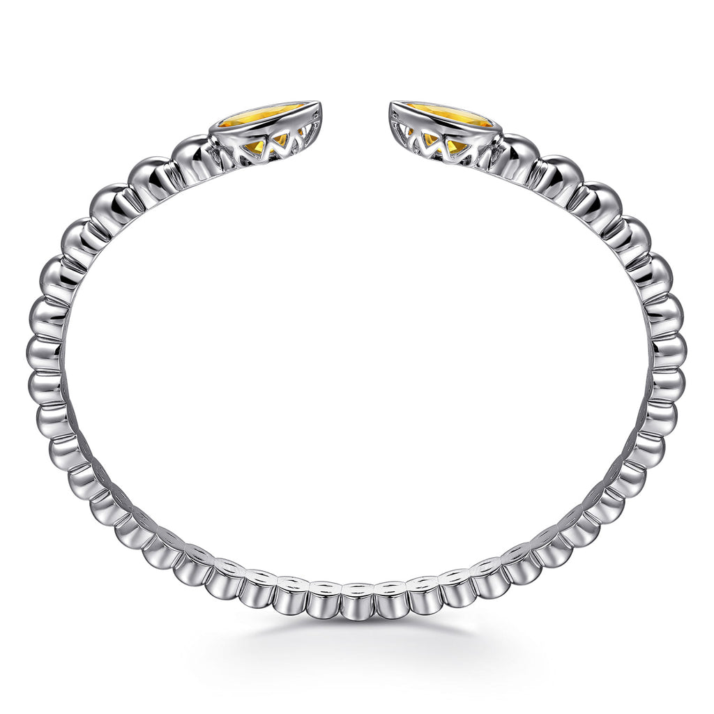 925 Sterling Silver Bujukan and Pear Shape Citrine Split Bangle Bracelet