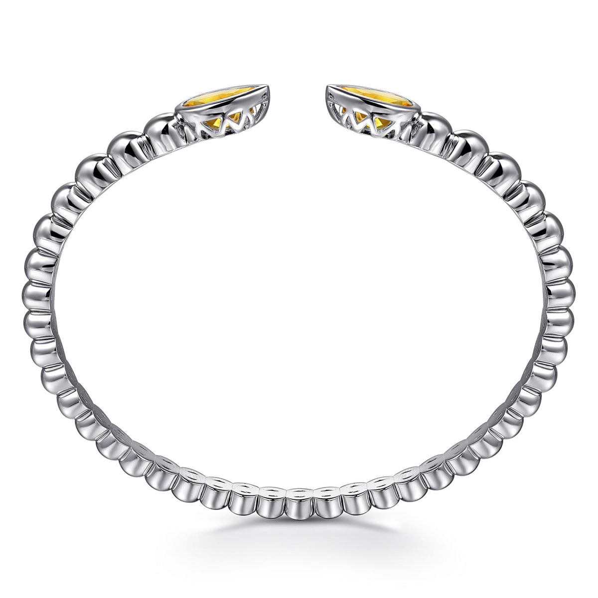925 Sterling Silver Bujukan and Pear Shape Citrine Split Bangle Bracelet