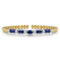 14K White Yellow Gold Bujukan Diamond and Sapphire Split Bangle Bracelet