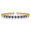 14K White Yellow Gold Bujukan Diamond and Sapphire Split Bangle Bracelet