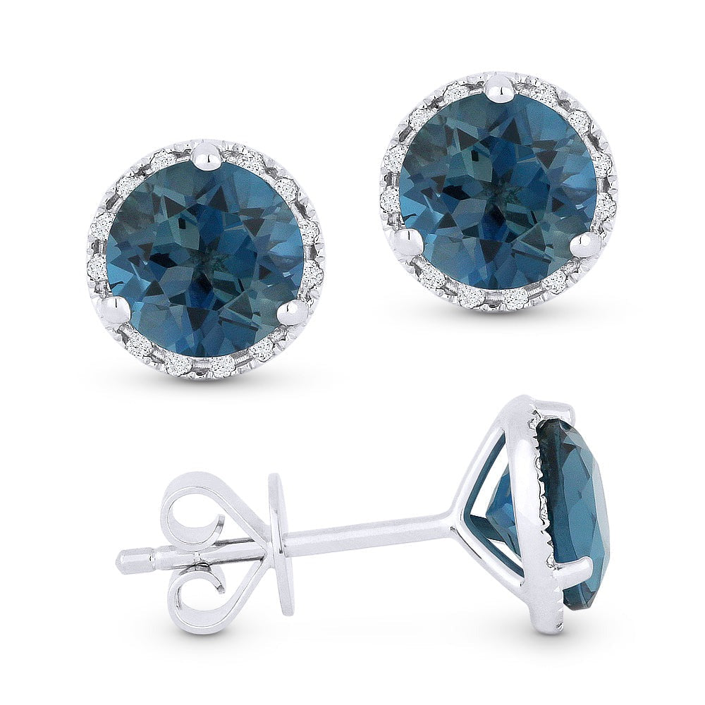 White Gold London Blue Topaz and Diamond Earrings