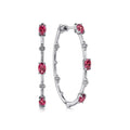 925 Sterling Silver Pink Tourmaline Bujukan Classic 40mm Hoop Earrings