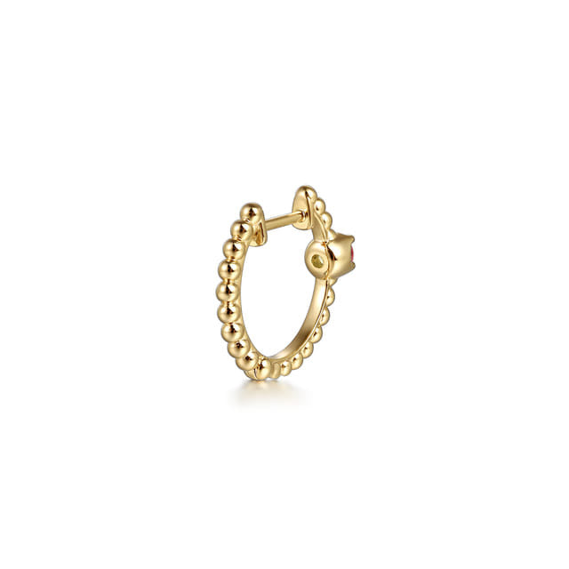 14K Yellow Gold Bujukan Pink Tourmaline 15mm Huggie Earrings