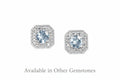 10K WG 1/10 ct. tw. Diamond Halo & 3/4 Gemsone Stud Earring
