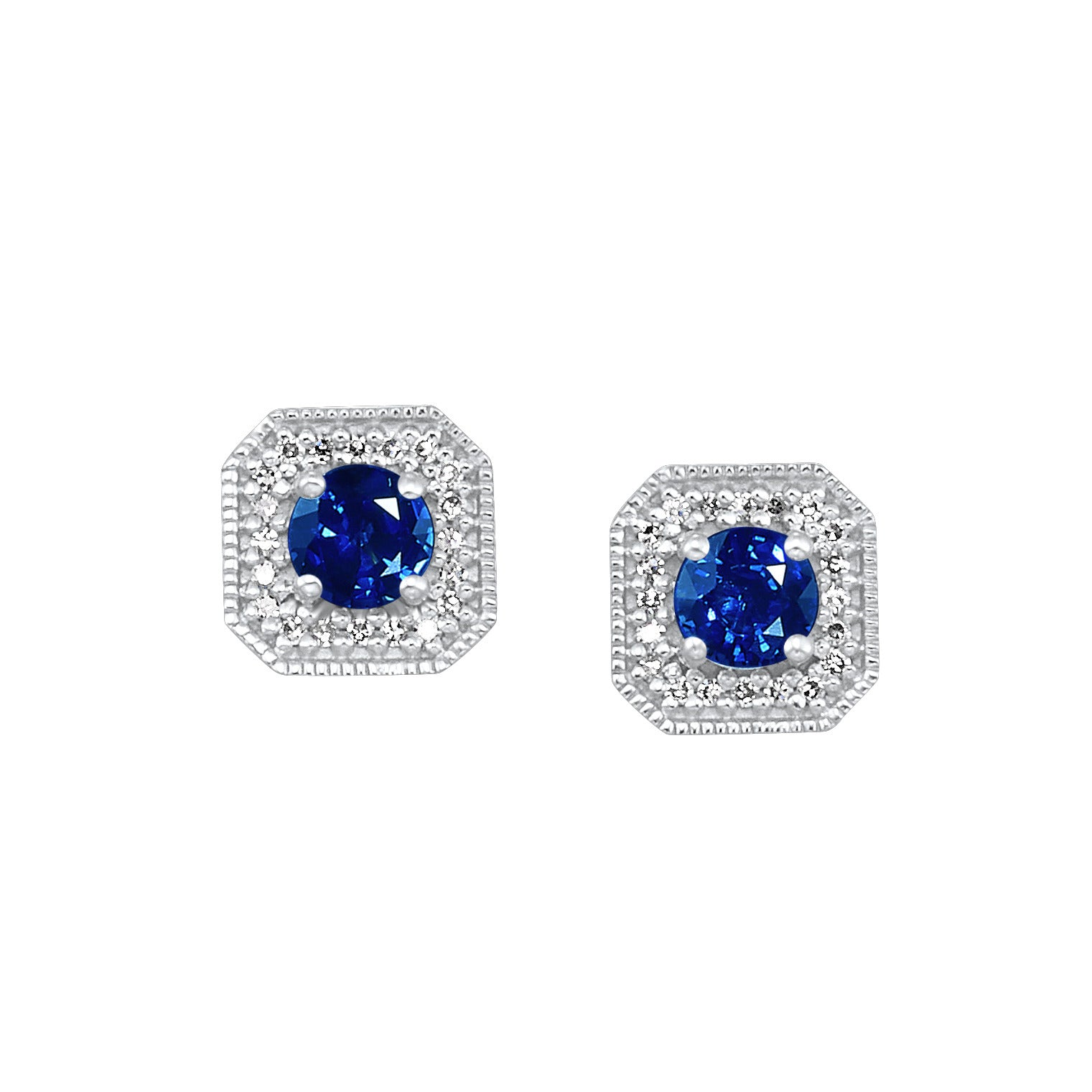 10K WG 1/10 ct. tw. Diamond Halo & 3/4 Gemsone Stud Earring