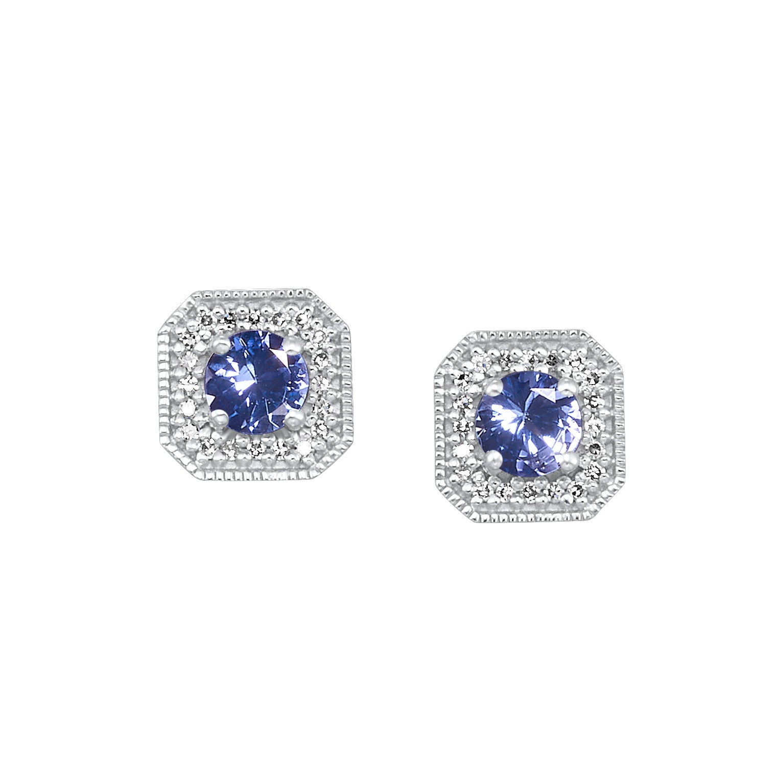10K WG 1/10 ct. tw. Diamond Halo & 3/4 Gemsone Stud Earring
