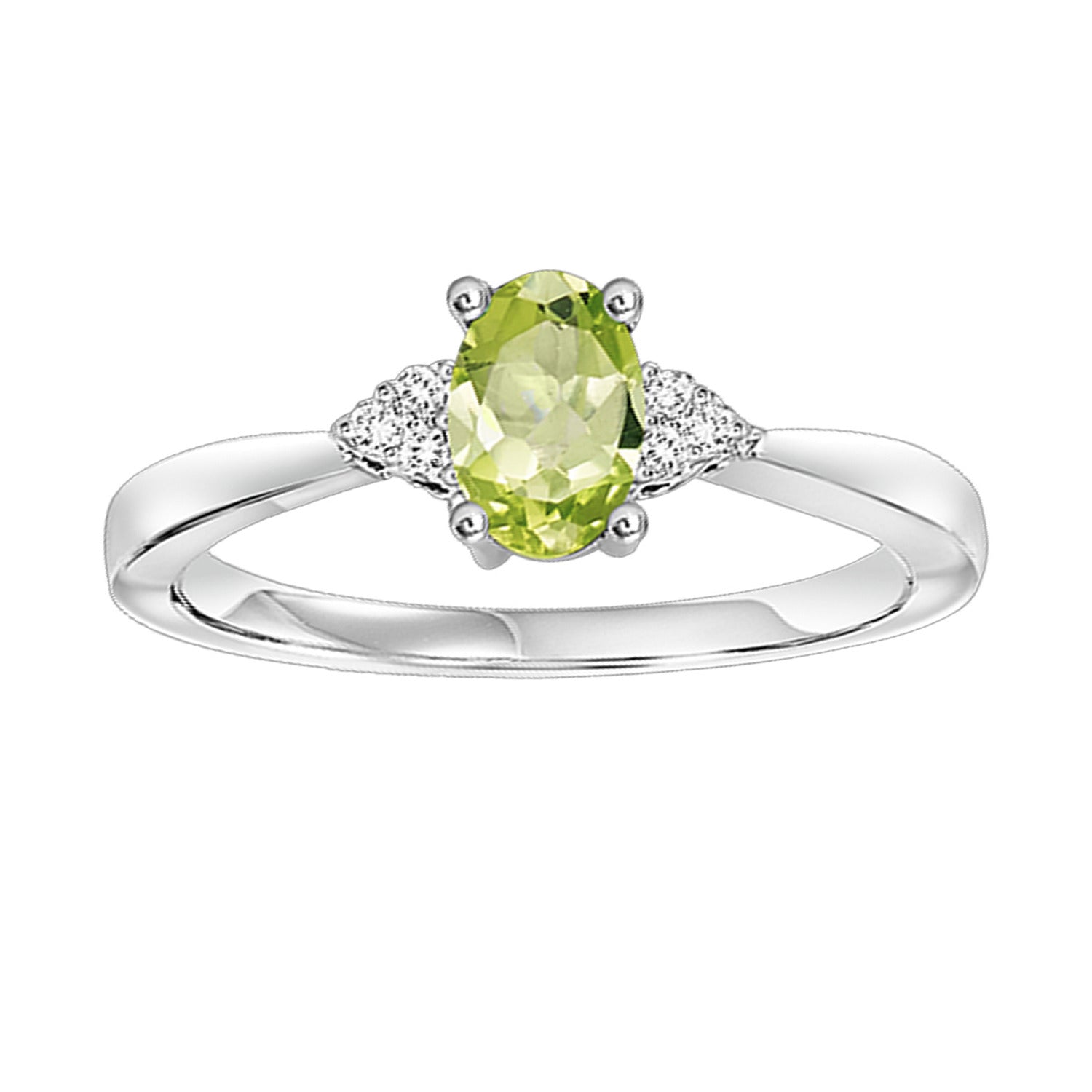 10K WG 1/25 ct. tw. Diamond & 1/2 ct. tw. Oval Peridot Accent Ring