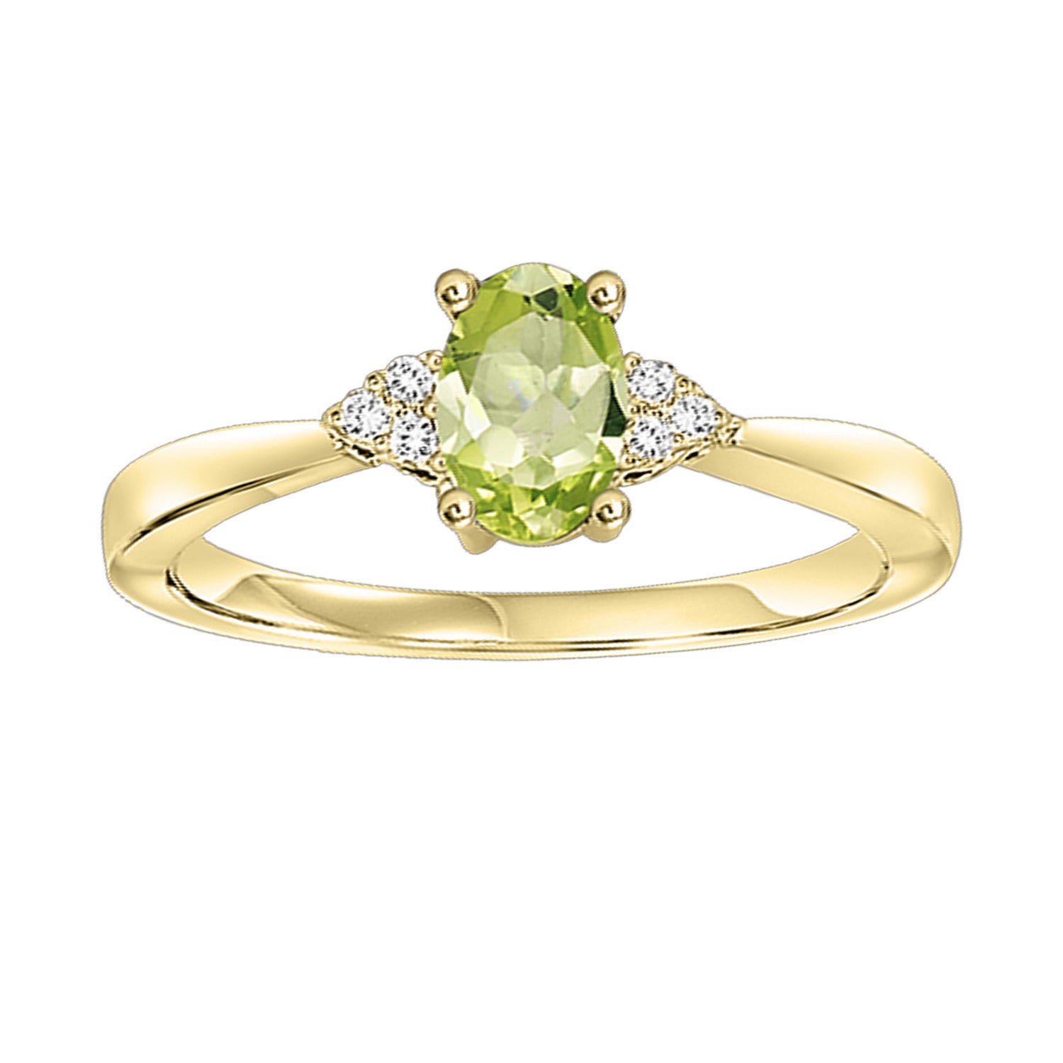 10K YG 1/25 ct. tw. Diamond & 1/2 ct. tw. Oval Peridot Accent Ring