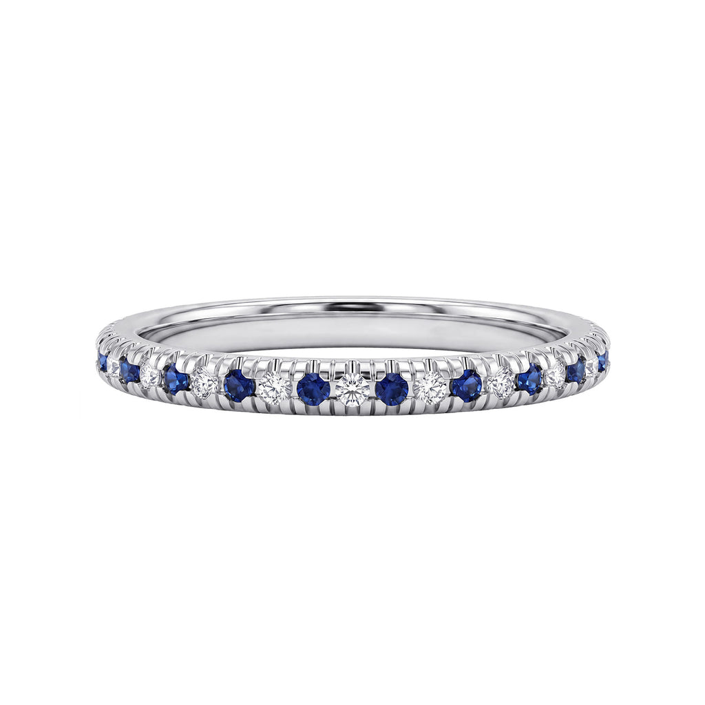 14K White Gold Sapphire and Diamond Stackable Band