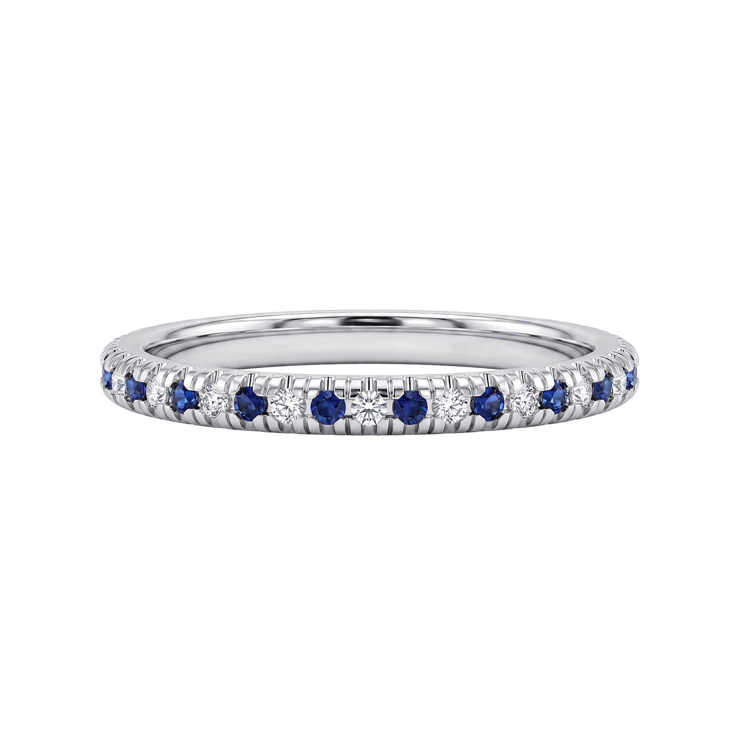 14K White Gold Sapphire and Diamond Stackable Band