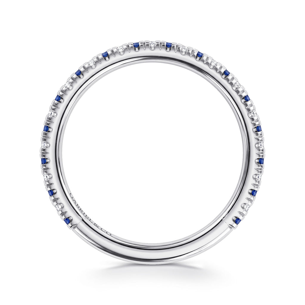 14K White Gold Sapphire and Diamond Stackable Band