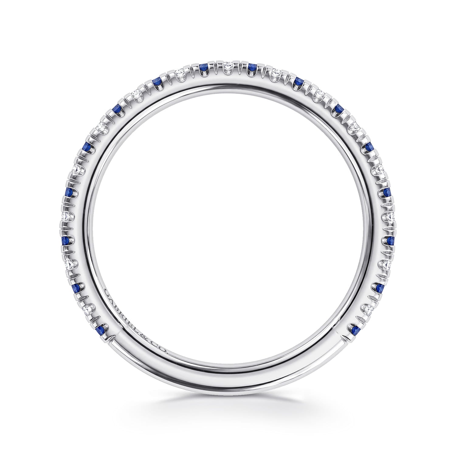 14K White Gold Sapphire and Diamond Stackable Band