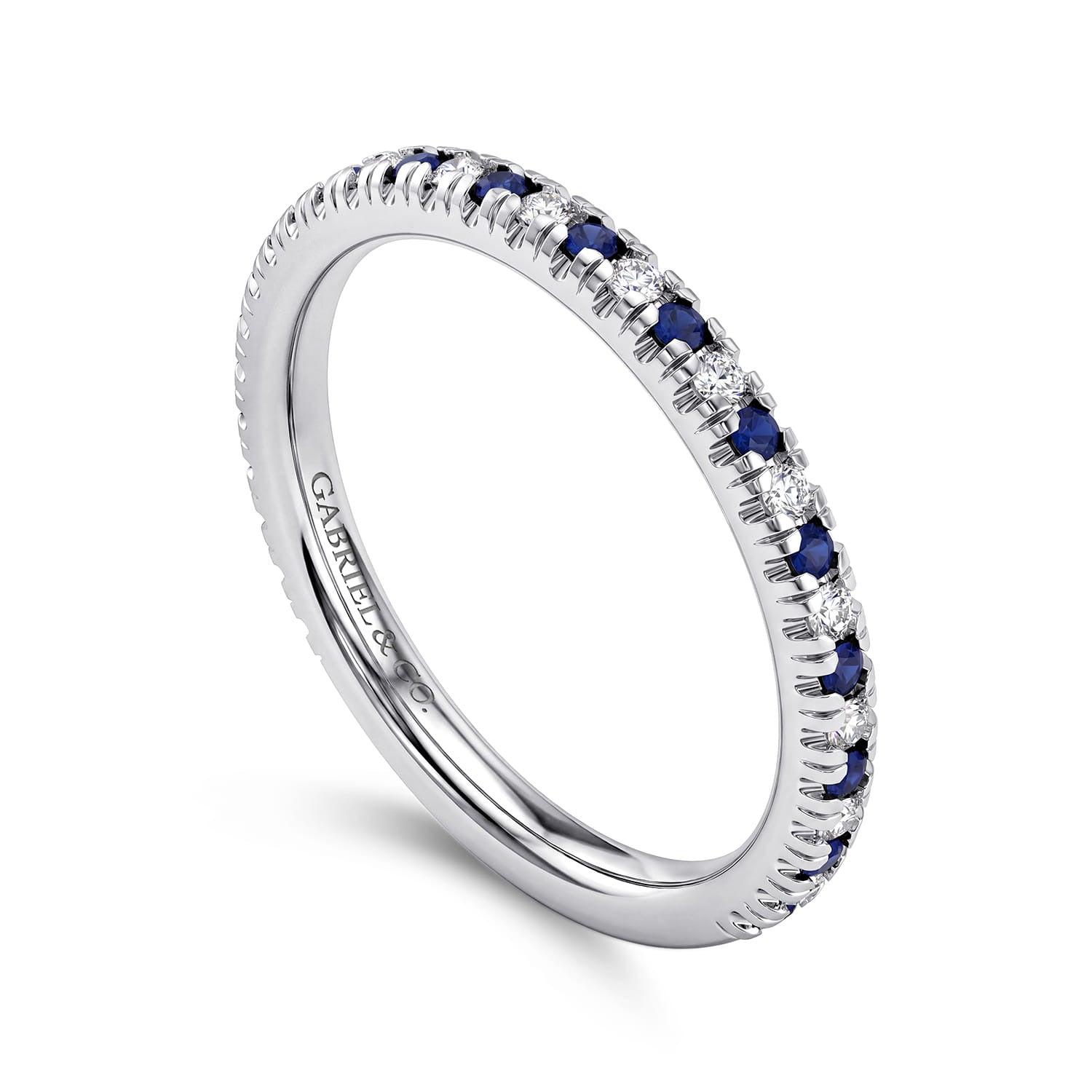 14K White Gold Sapphire and Diamond Stackable Band