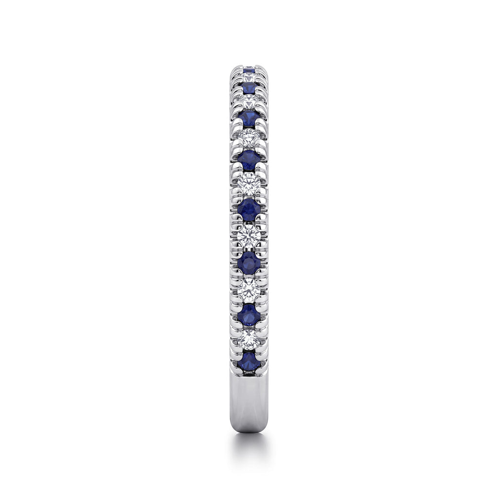 14K White Gold Sapphire and Diamond Stackable Band