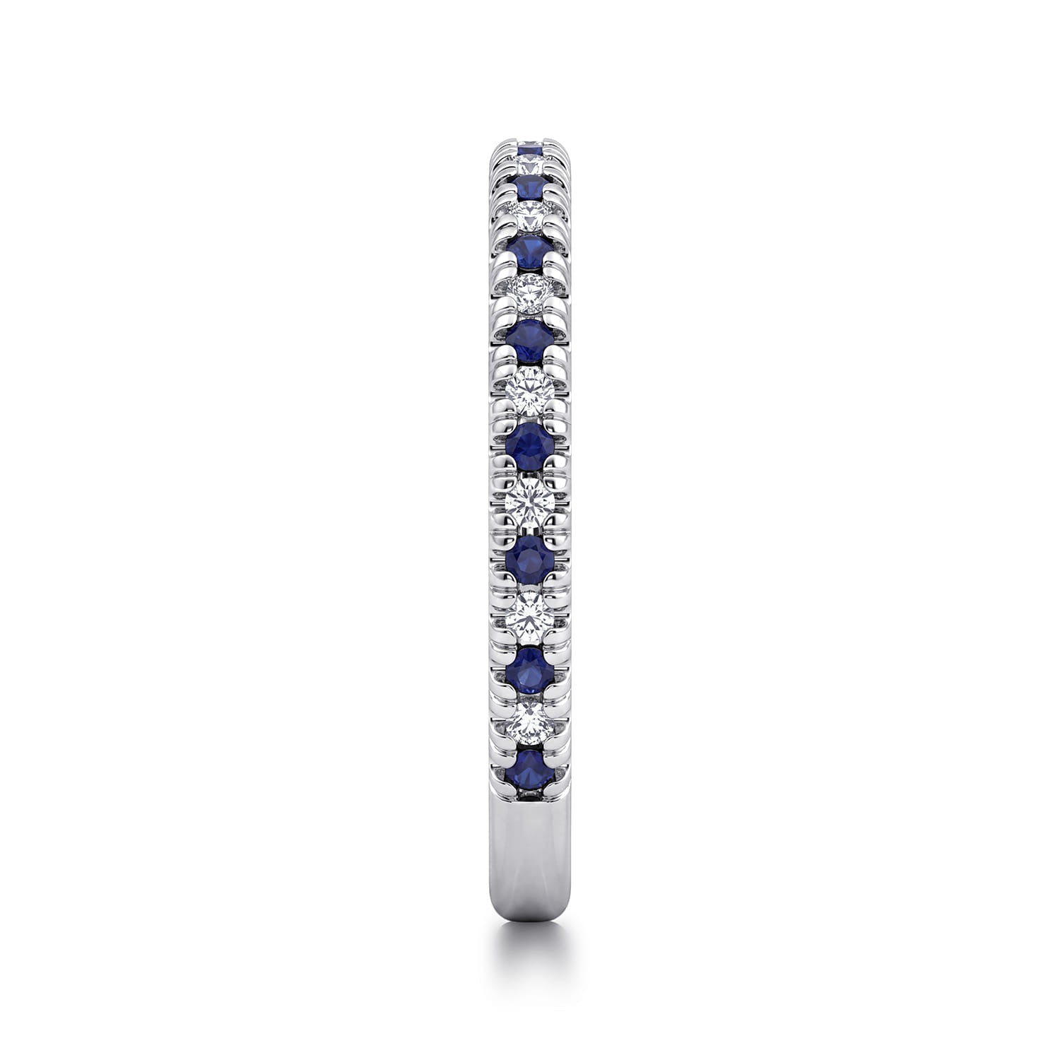 14K White Gold Sapphire and Diamond Stackable Band