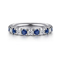 14K White Gold Sapphire and Diamond Stackable Band