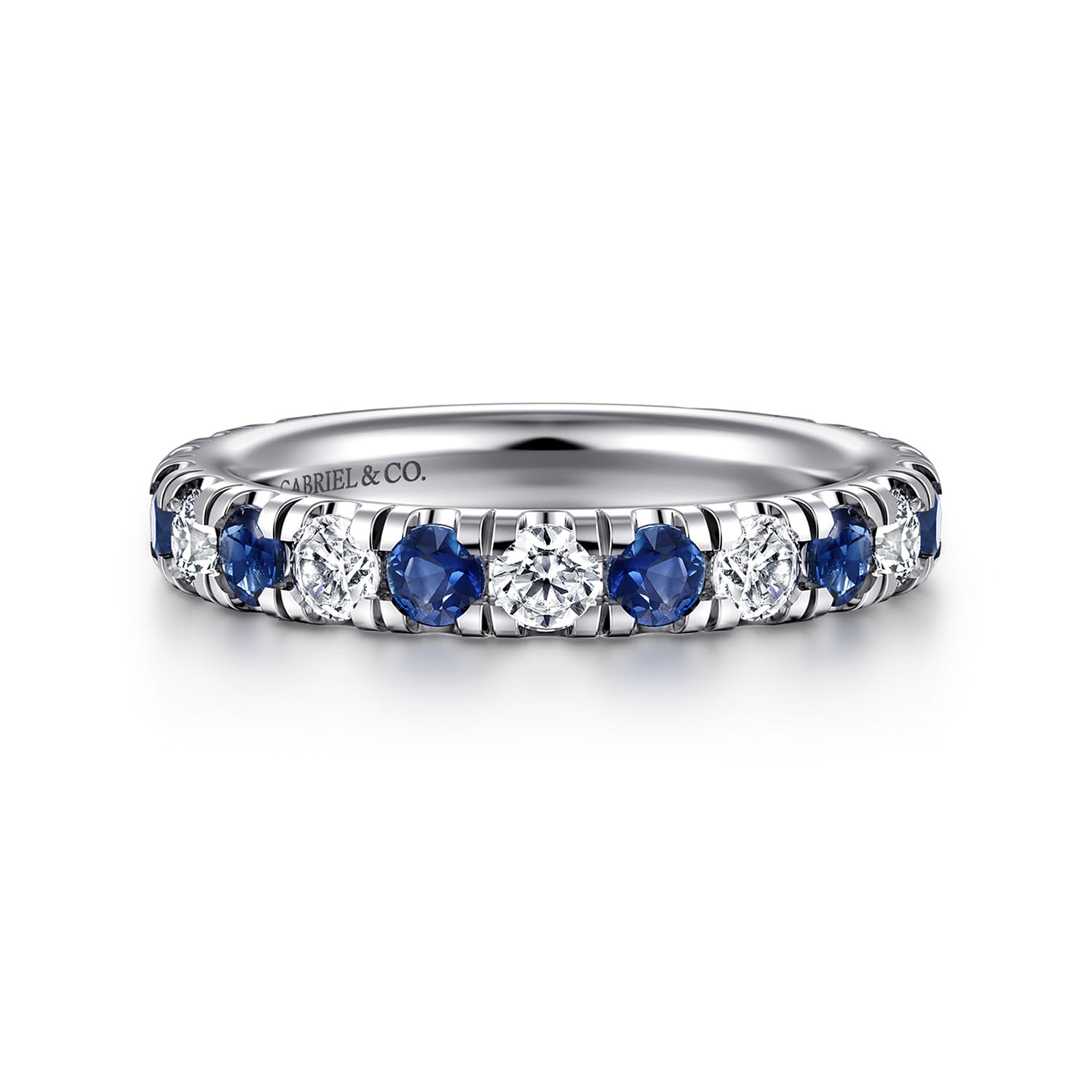 14K White Gold Sapphire and Diamond Stackable Band