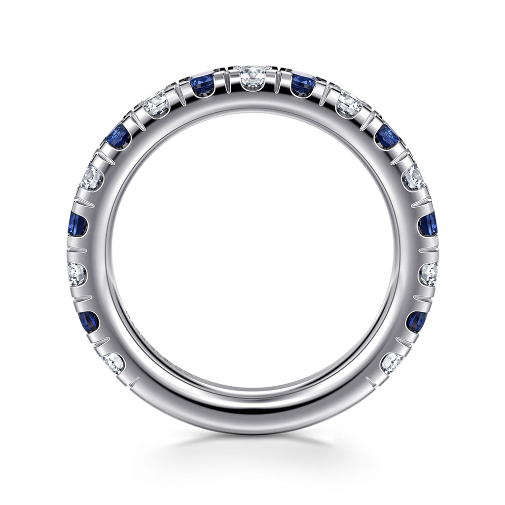 14K White Gold Sapphire and Diamond Stackable Band