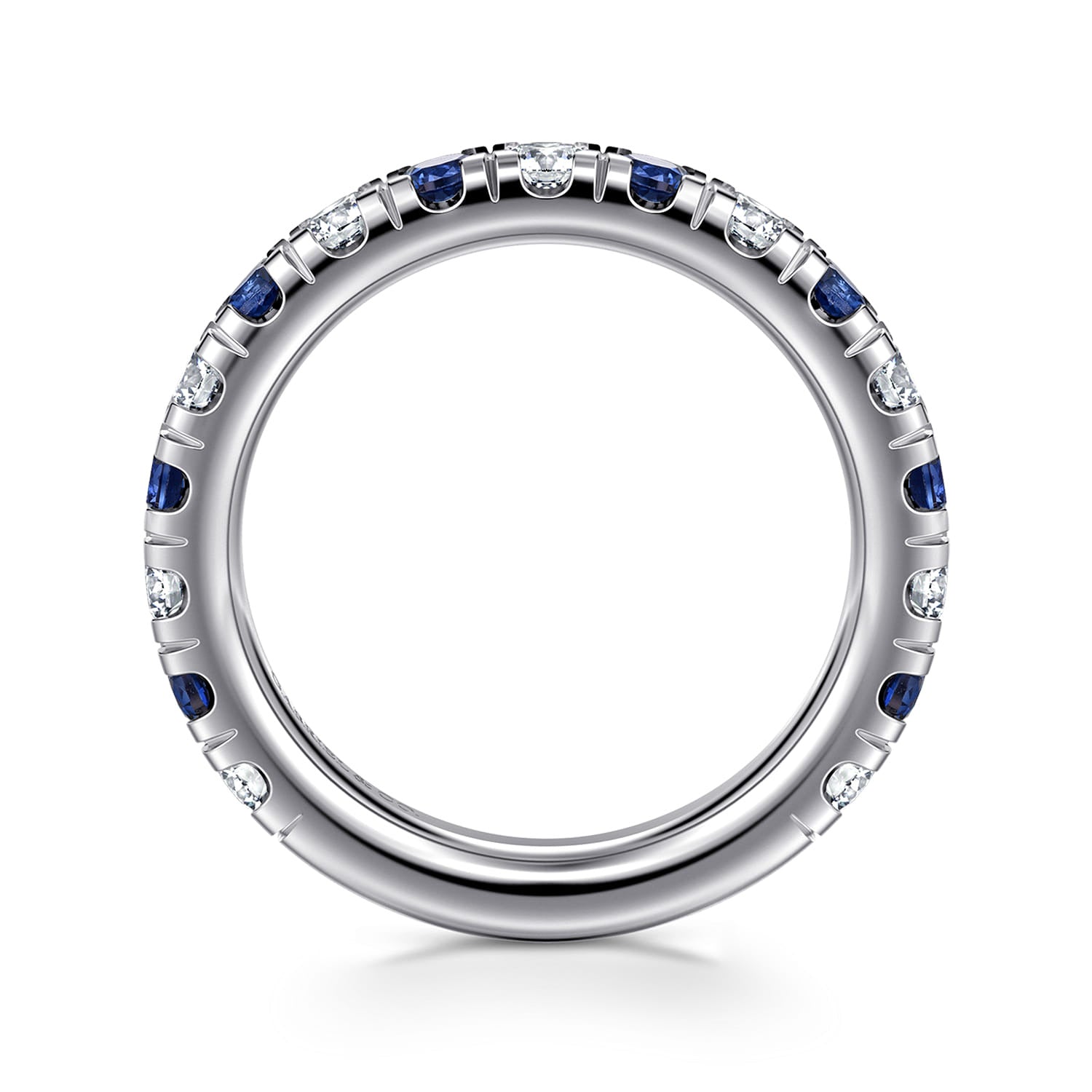 14K White Gold Sapphire and Diamond Stackable Band