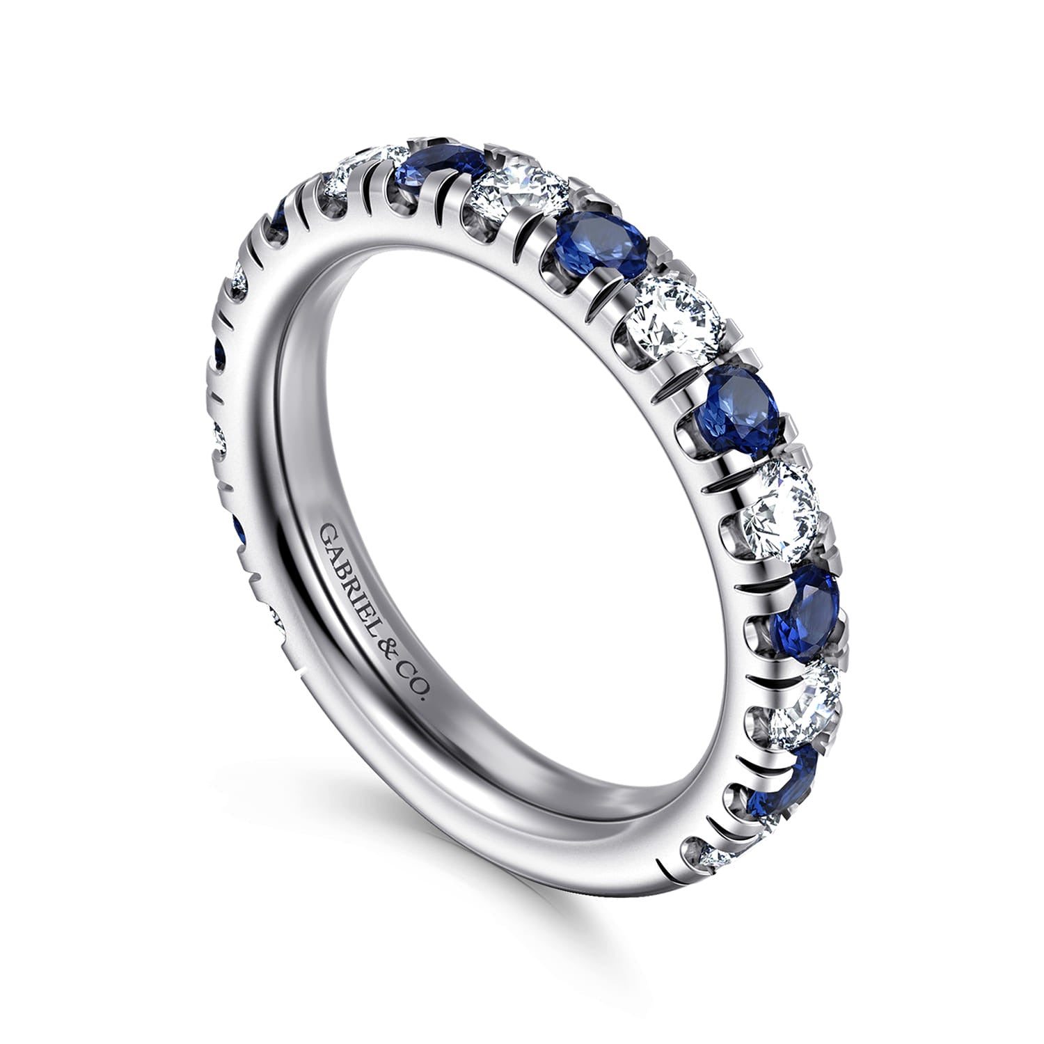 14K White Gold Sapphire and Diamond Stackable Band