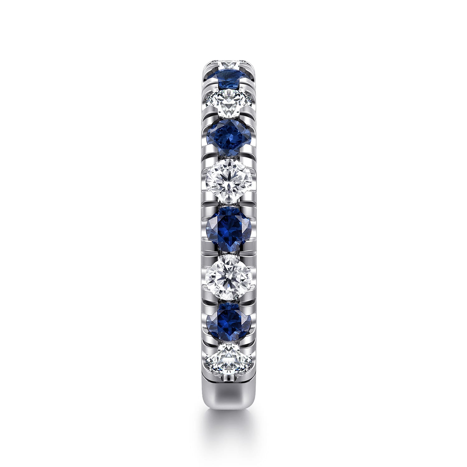 14K White Gold Sapphire and Diamond Stackable Band