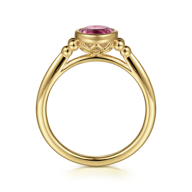 Promise Ring - 14K Yellow Gold Pink Tourmaline Bujukan Promise Ring
