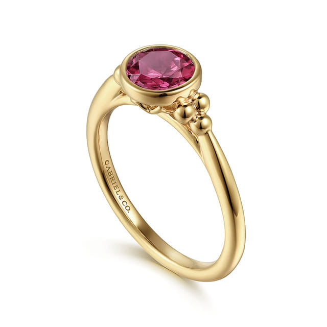 Promise Ring - 14K Yellow Gold Pink Tourmaline Bujukan Promise Ring