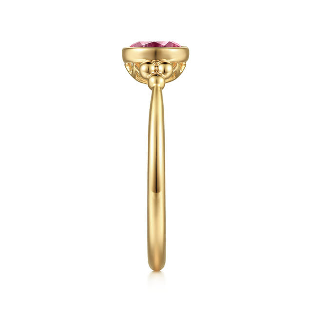 Promise Ring - 14K Yellow Gold Pink Tourmaline Bujukan Promise Ring