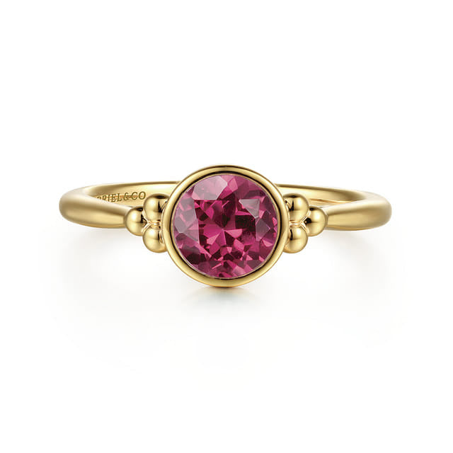 Promise Ring - 14K Yellow Gold Pink Tourmaline Bujukan Promise Ring