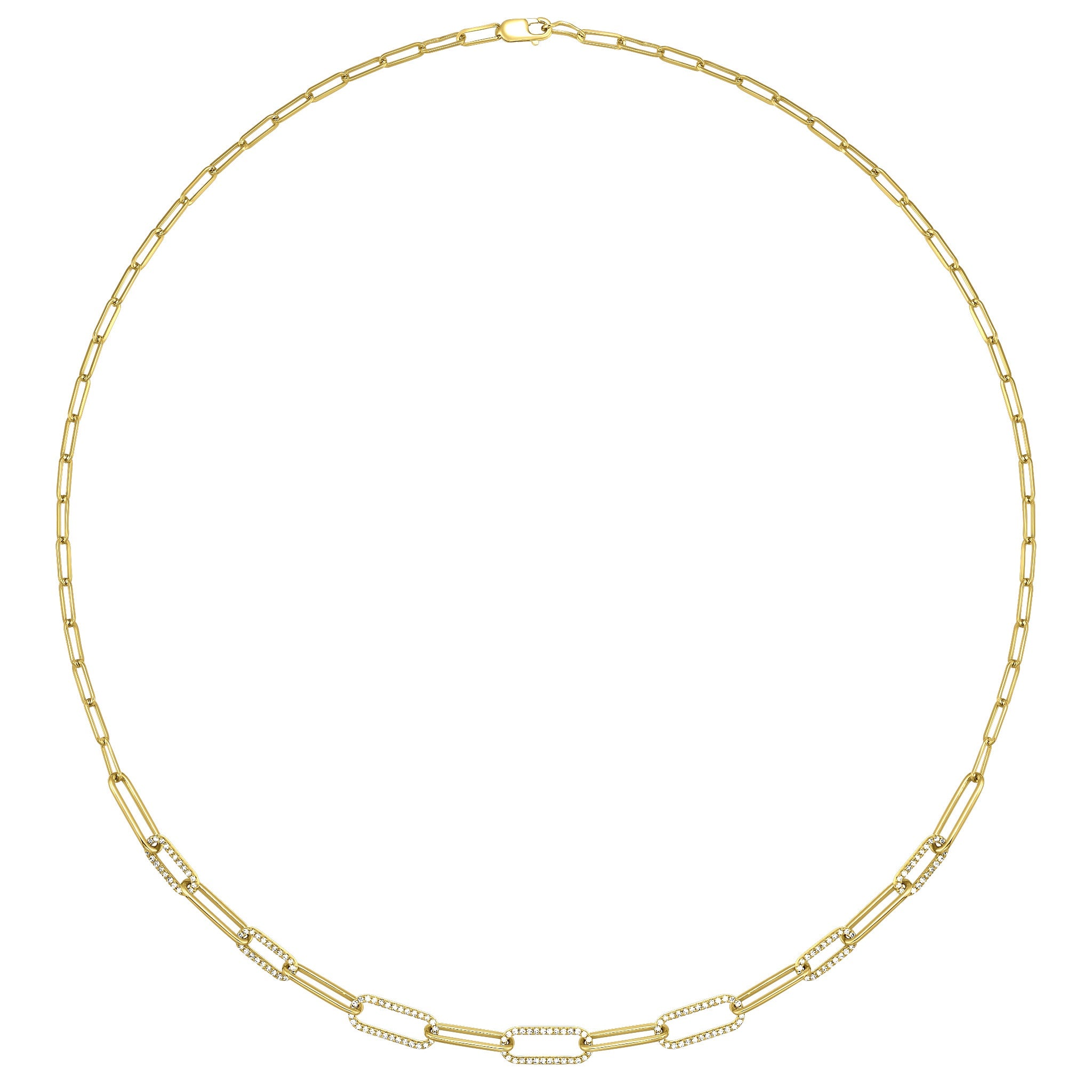 14K YG 1/2 ct. tw. Diamond Paperclip Necklace