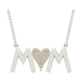 Mom Heart Silver Diamond Necklace