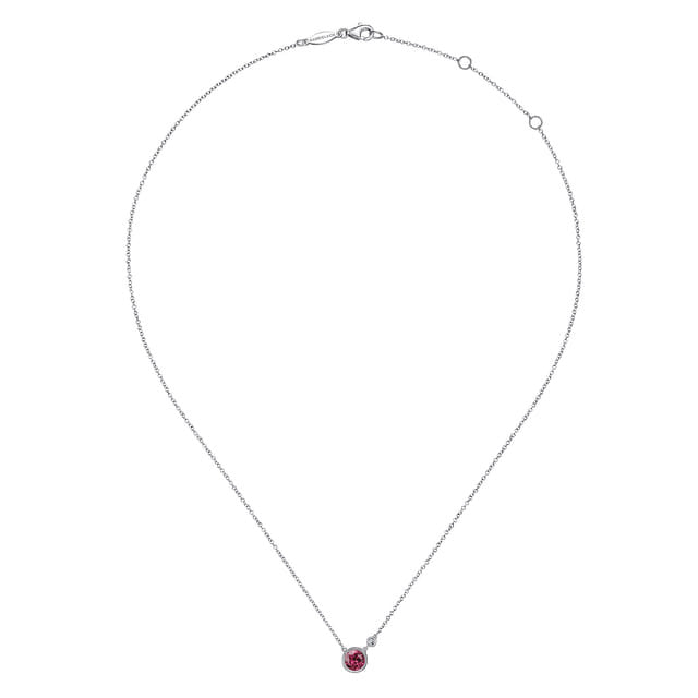 925 Sterling Silver Pink Tourmaline and Diamond Pendant Necklace