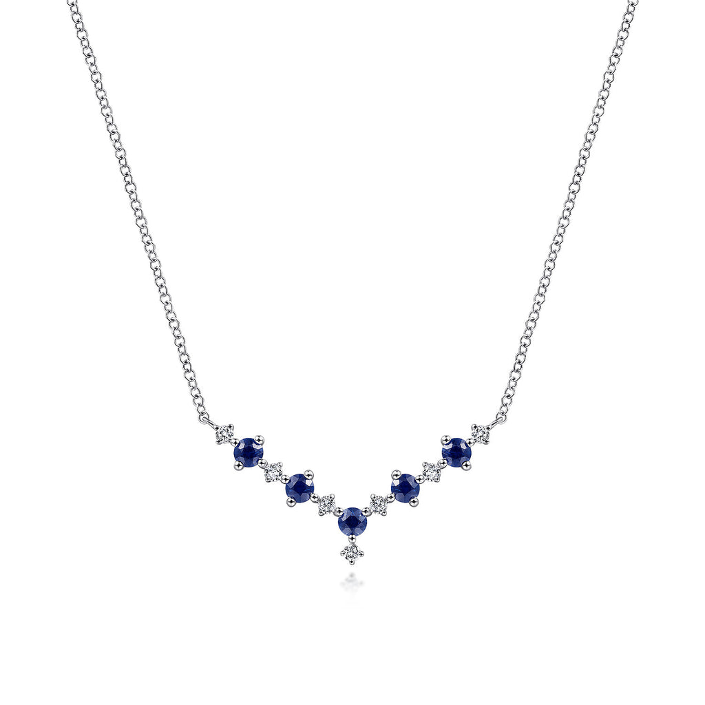 14K White Gold Diamond Chevron Necklace