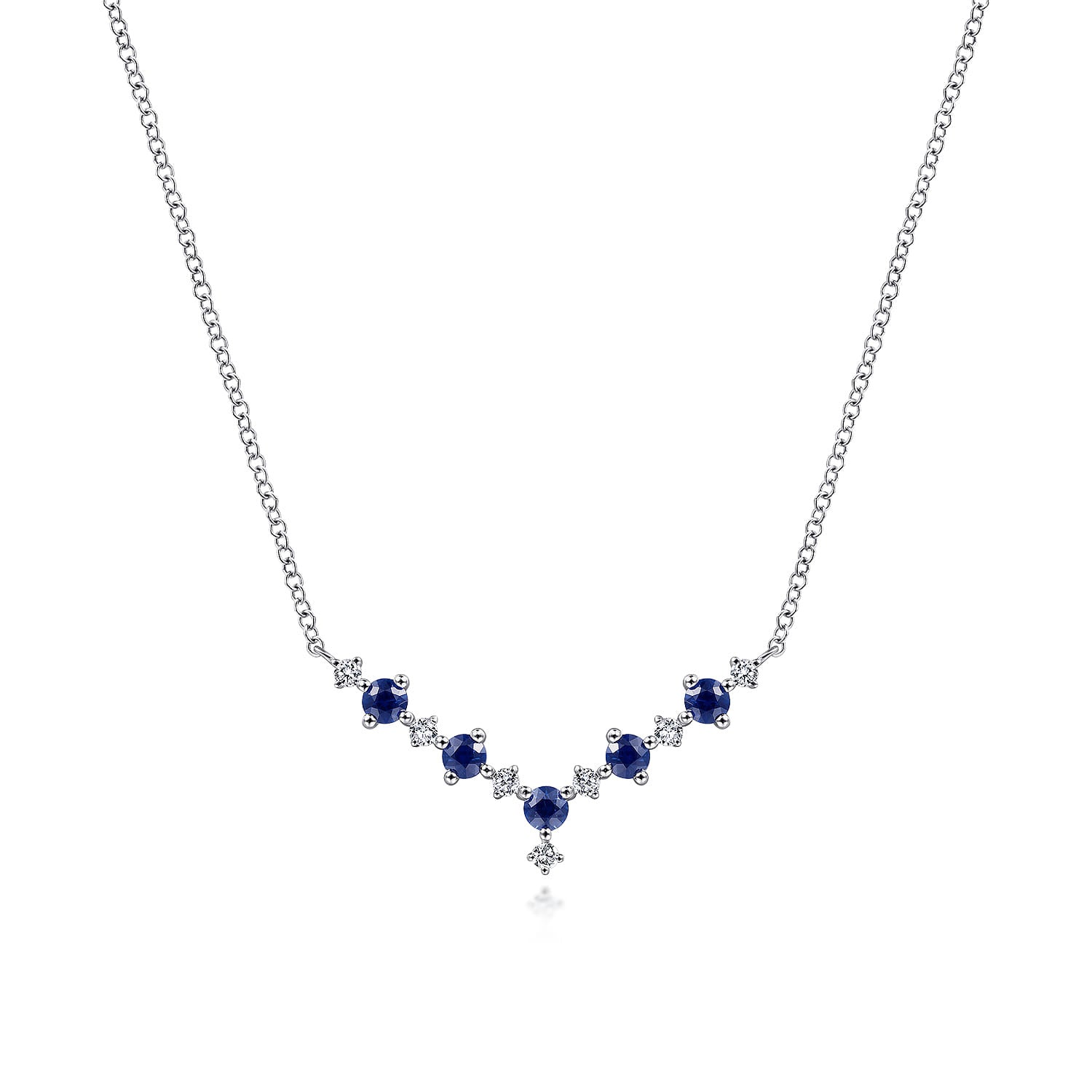14K White Gold Diamond Chevron Necklace
