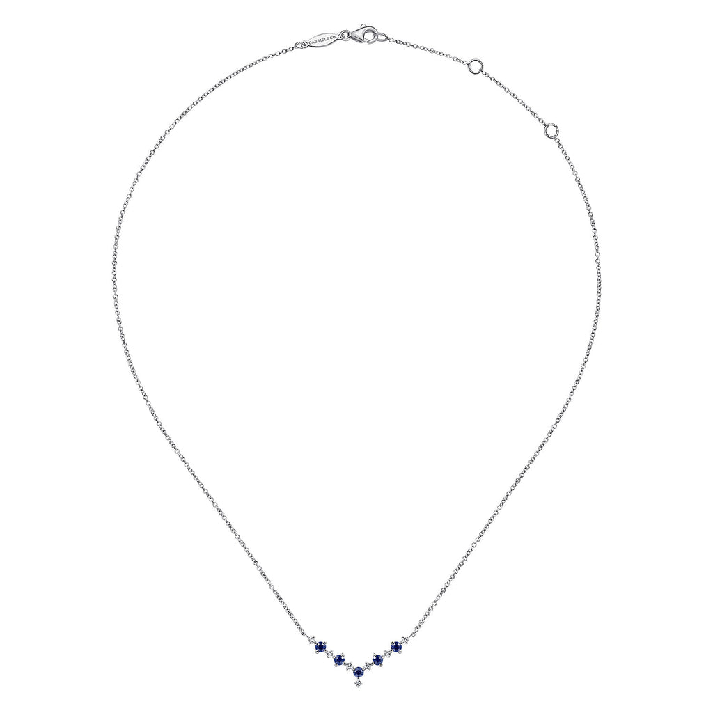 14K White Gold Diamond Chevron Necklace
