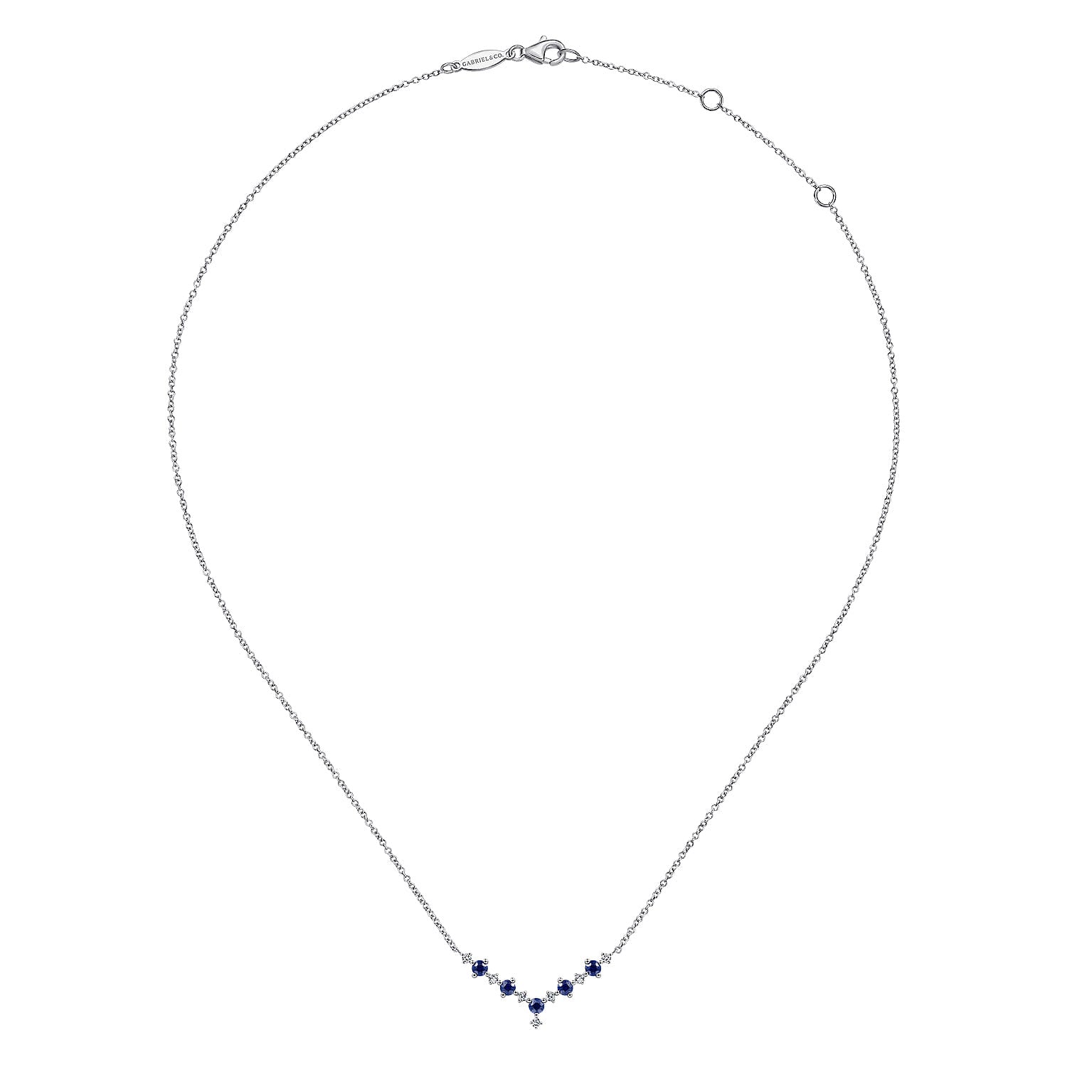 14K White Gold Diamond Chevron Necklace