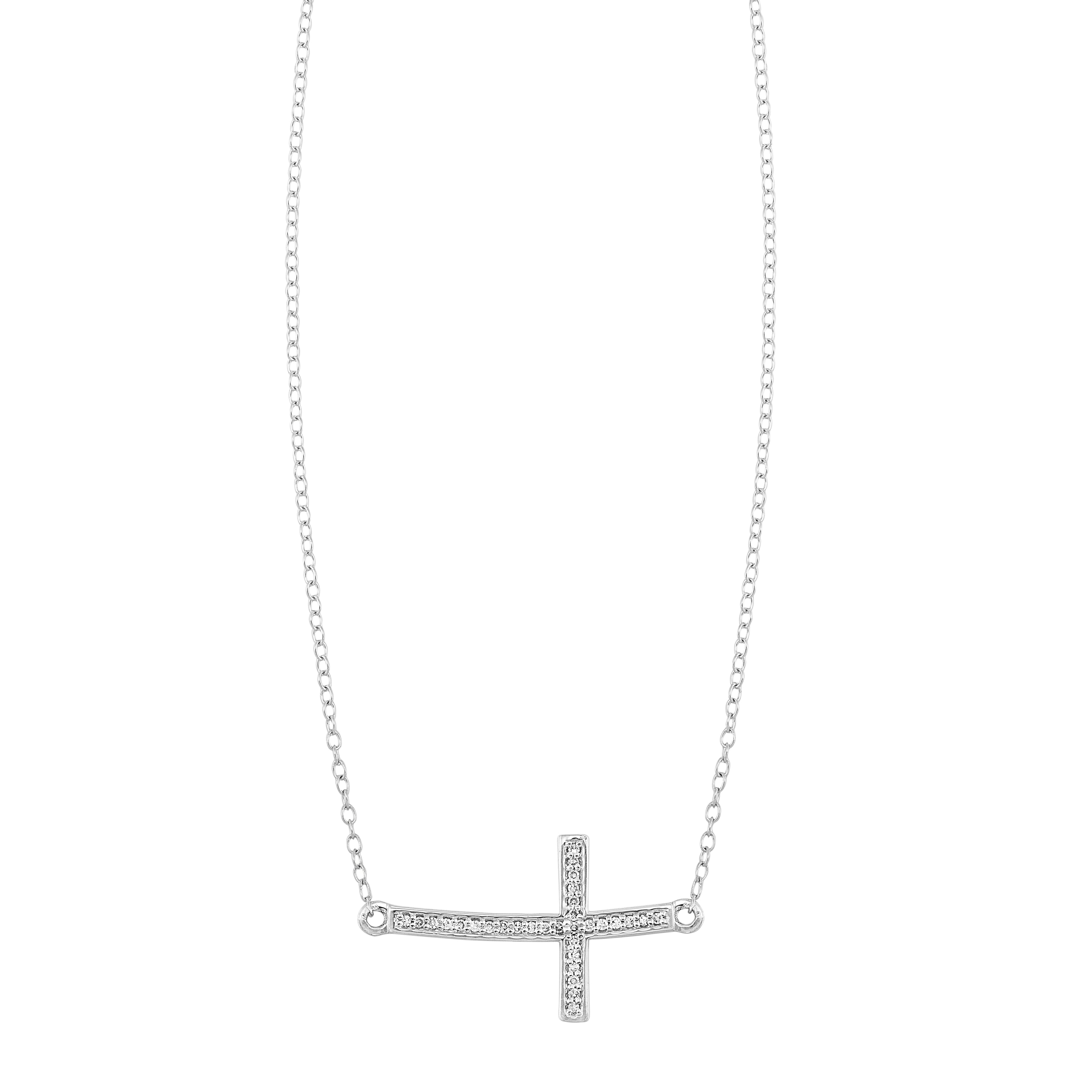 Sterling Silver Diamond Cross Pendant