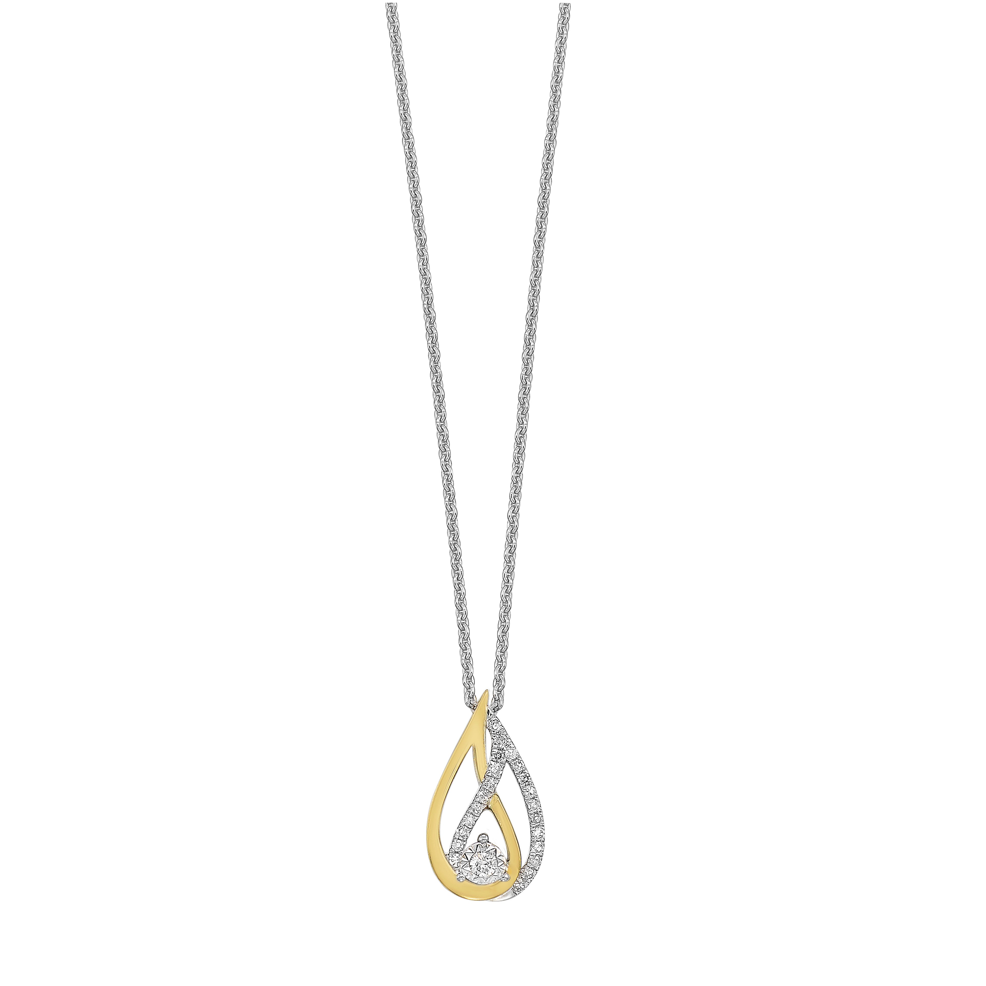 Sterling Silver Gold Plated .10ctw Diamond Necklace