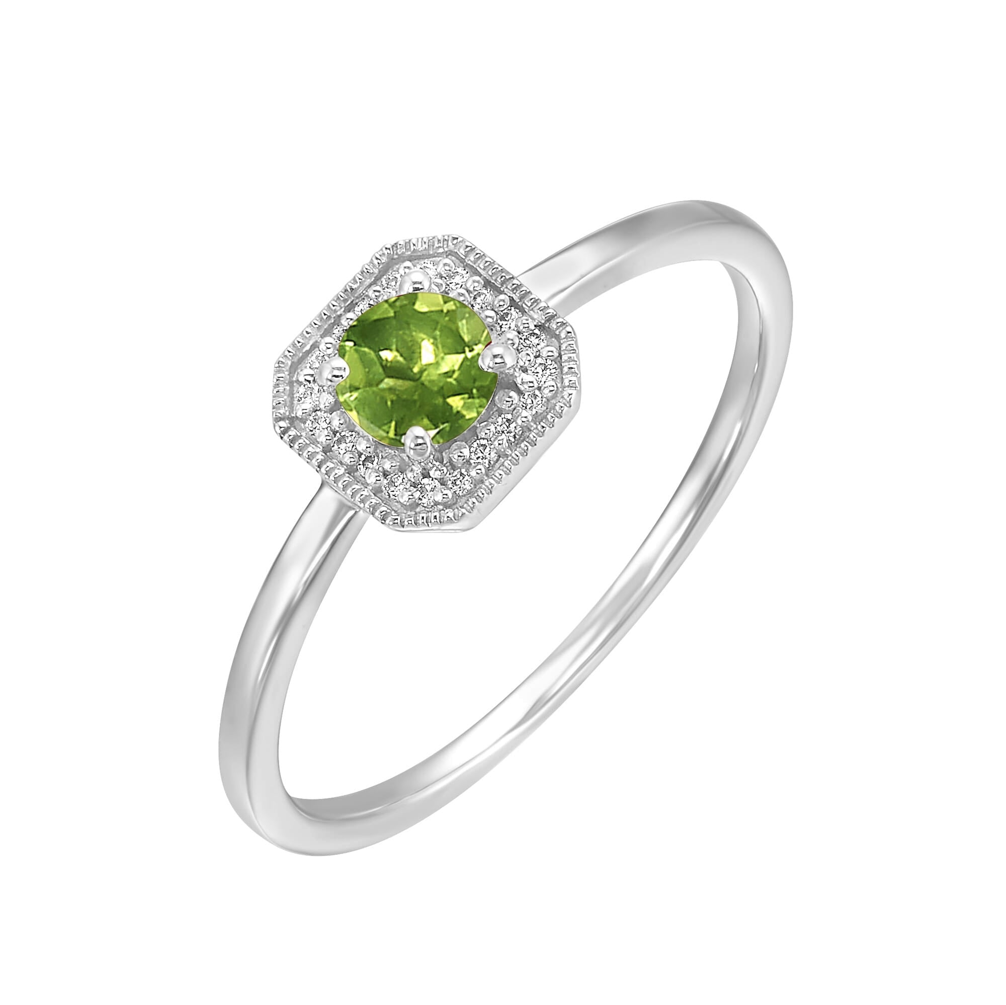 10K WG 1/12 ct. tw. Diamond Halo & 1/2 ct. tw. Peridot Ring